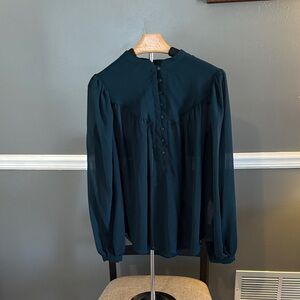 APRICOT Dark Teal Button-Up Blouse